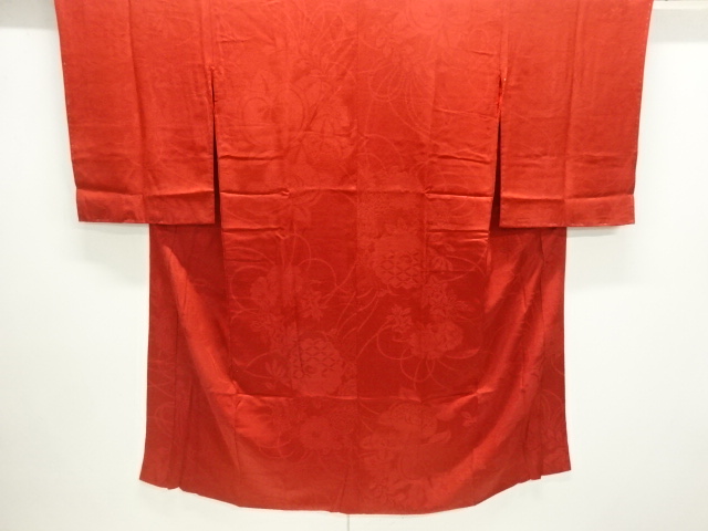 JAPANESE KIMONO / ANTIQUE JUBAN / MON KINSHA / WOVEN PEONY